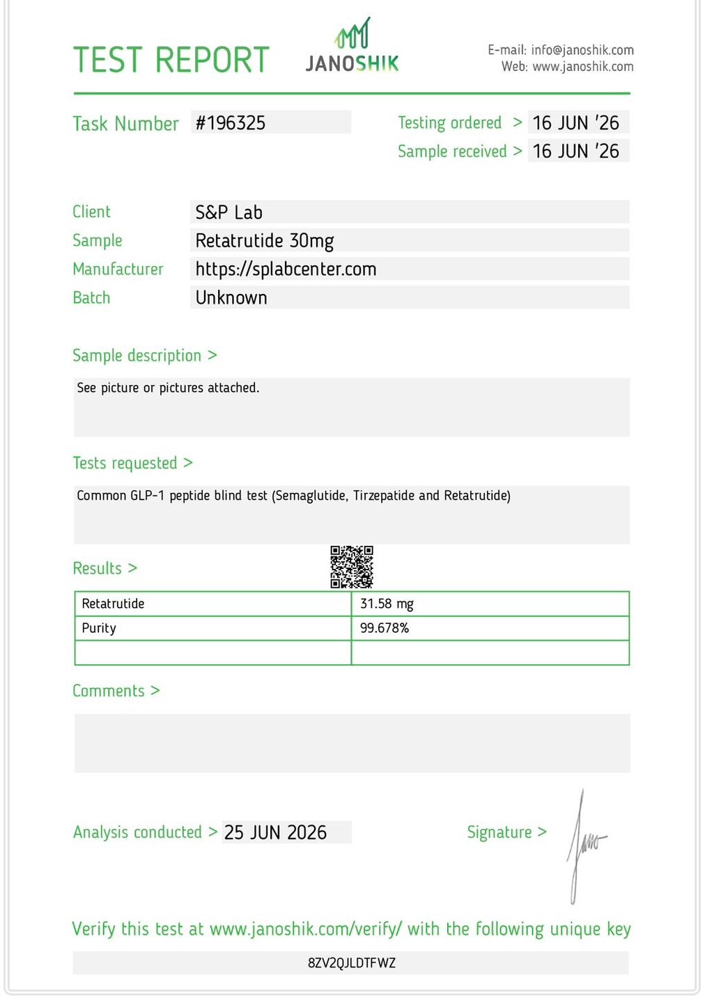 Retatrutide 30mg Purity Report (Jun 2026)