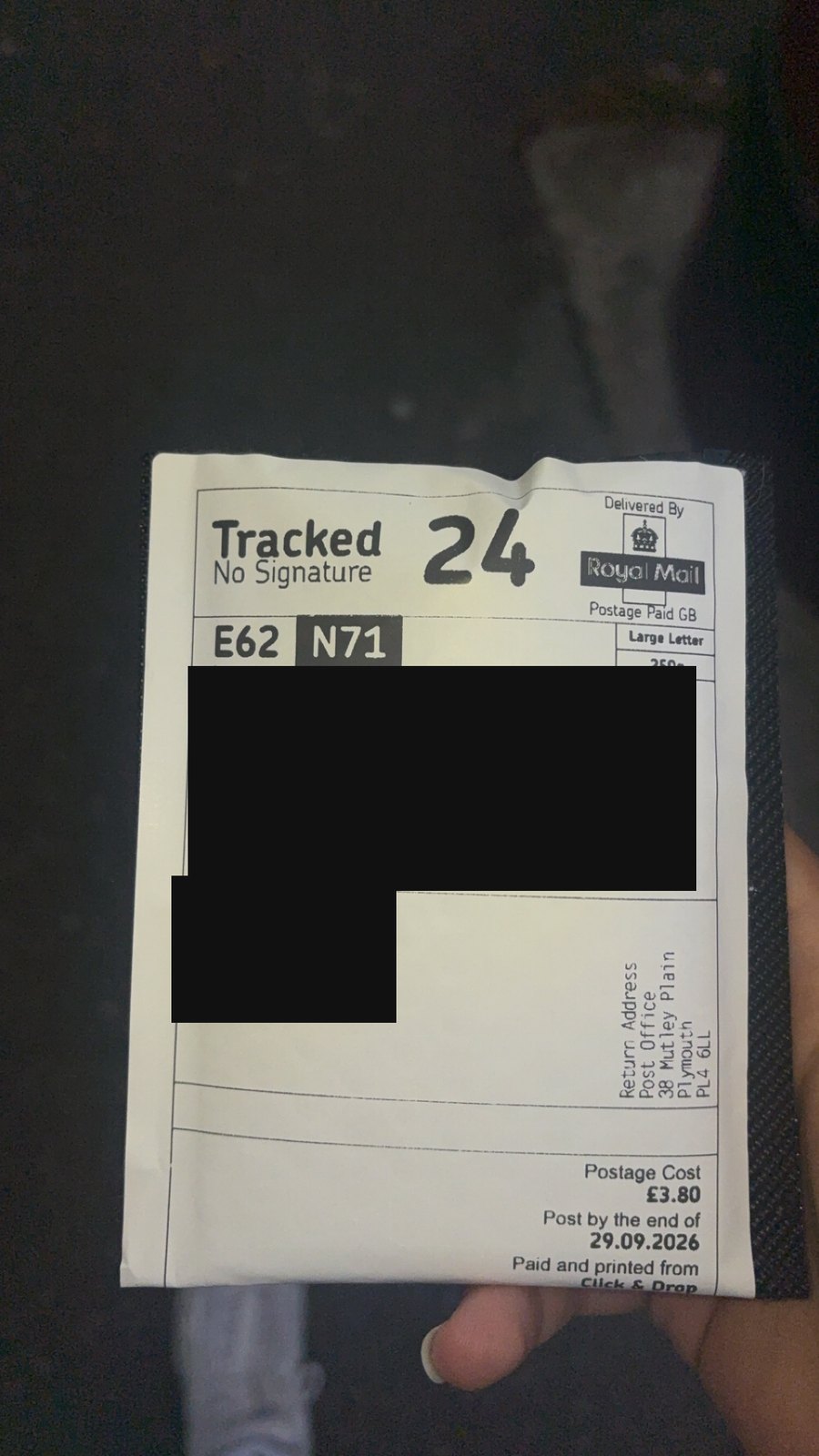 Royal Mail Tracked 24 — Sculpt Labs dispatch 20