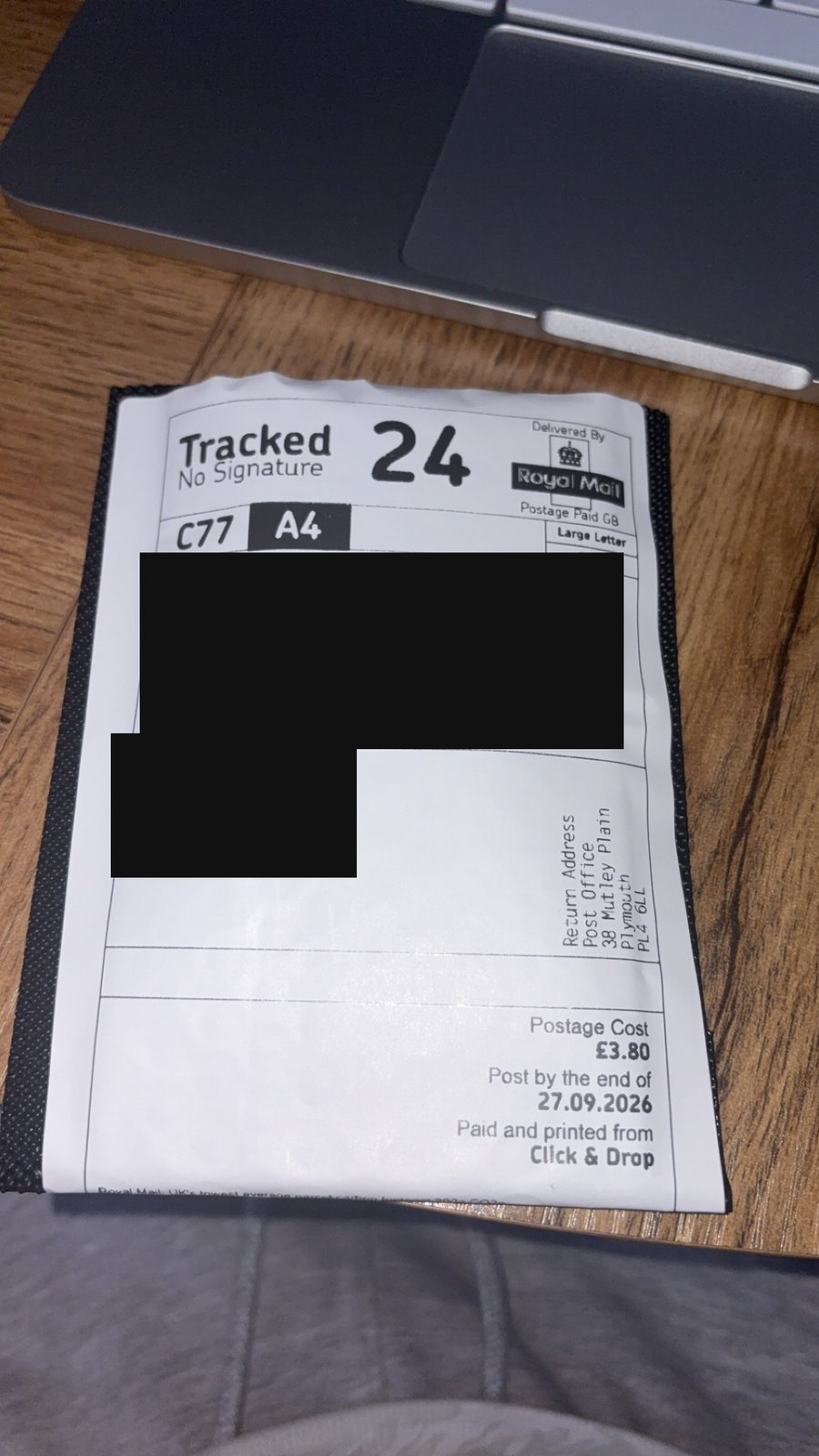 Royal Mail Tracked 24 — Sculpt Labs dispatch 21