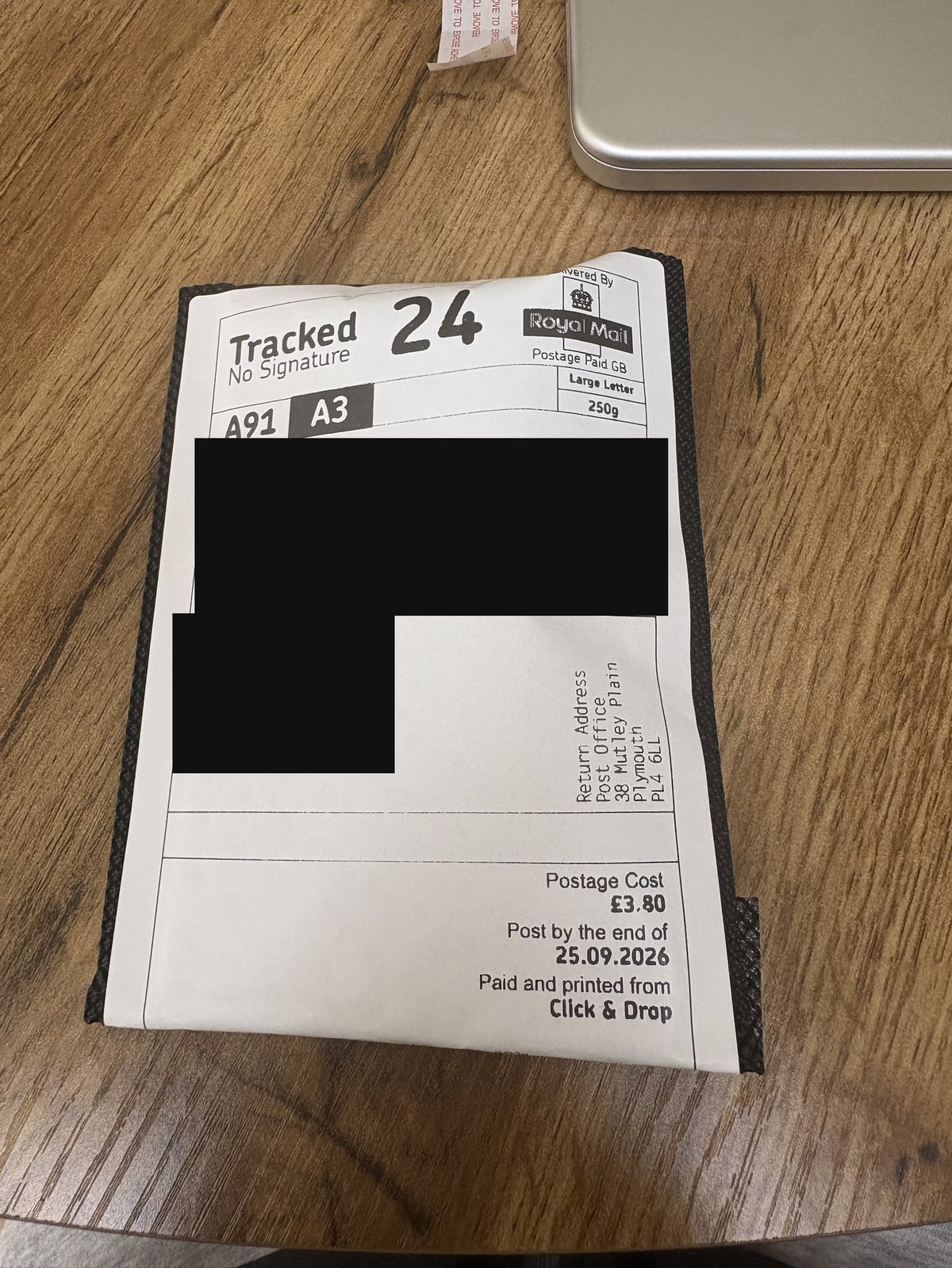 Royal Mail Tracked 24 — Sculpt Labs dispatch 22